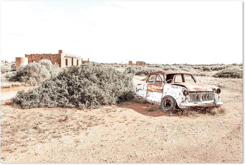 wall-art-print-canvas-poster-framed-Wrecked Car In South Australian Outback-by-Gioia Wall Art-Gioia Wall Art