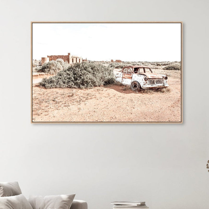 wall-art-print-canvas-poster-framed-Wrecked Car In South Australian Outback-by-Gioia Wall Art-Gioia Wall Art