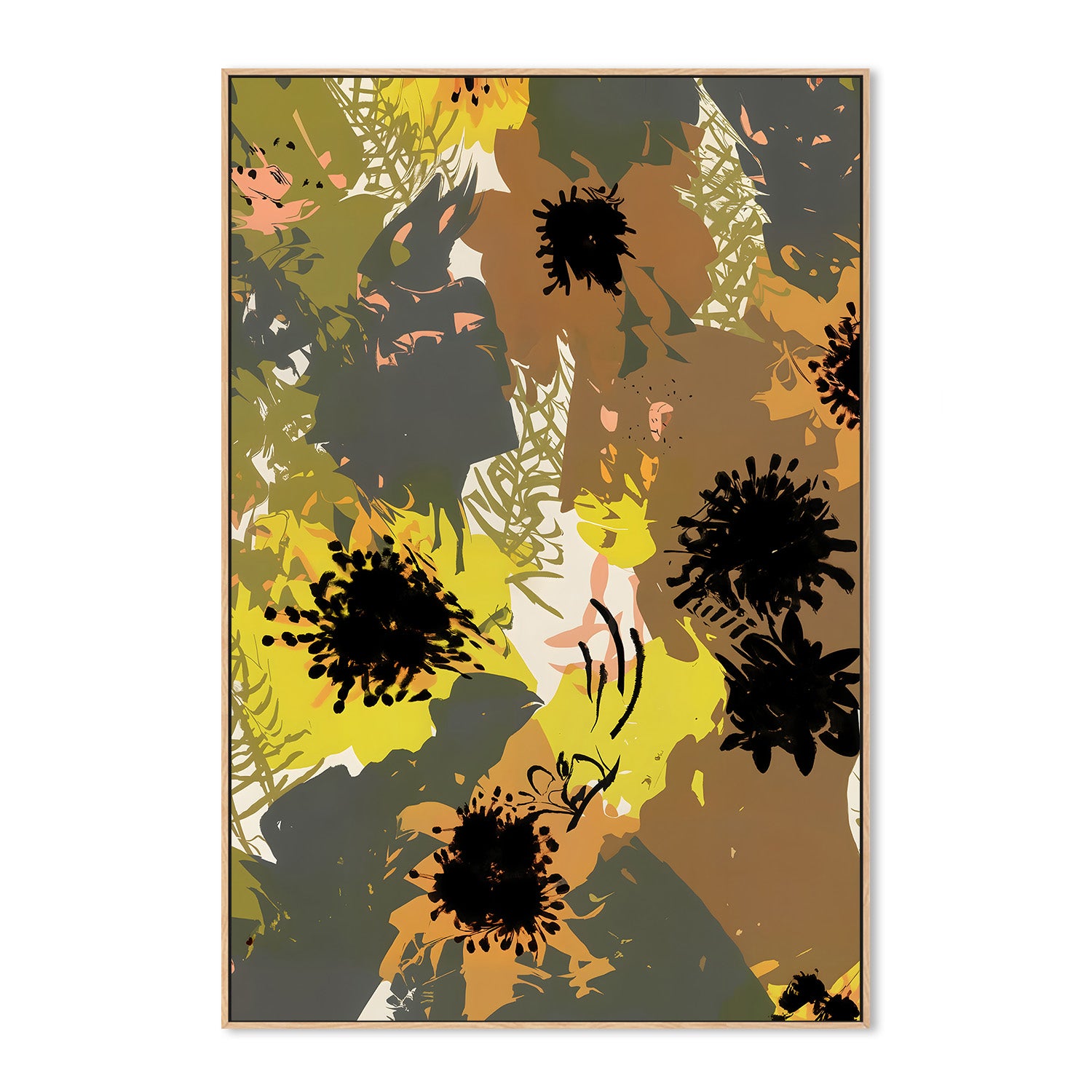 wall-art-print-canvas-poster-framed-Yellow Ochre Florals-4