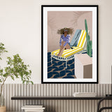 wall-art-print-canvas-poster-framed-Yellow Striped Sun Chair , By Emel Tunaboylu-GIOIA-WALL-ART