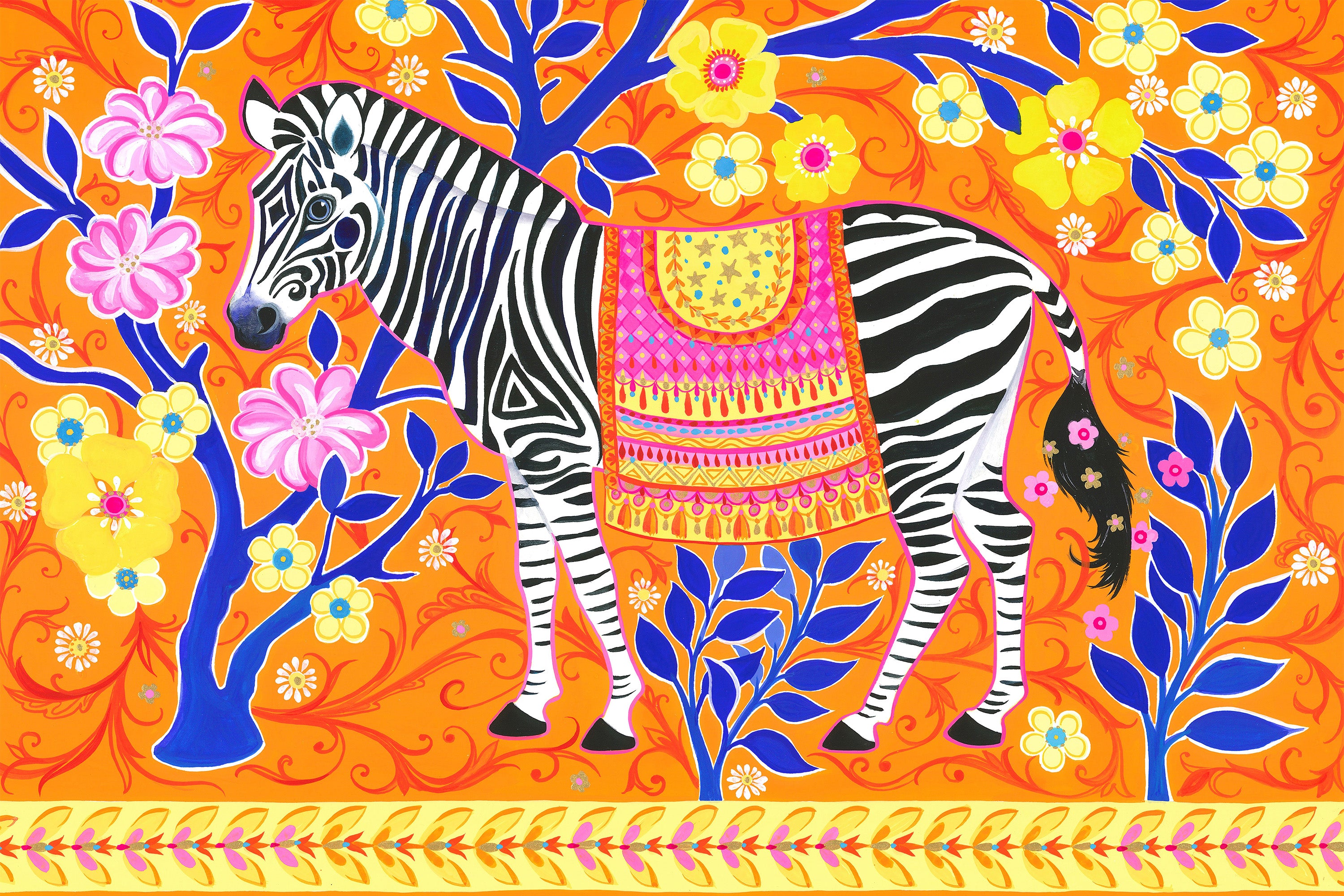 wall-art-print-canvas-poster-framed-Zebra's Vibrant Dream-1