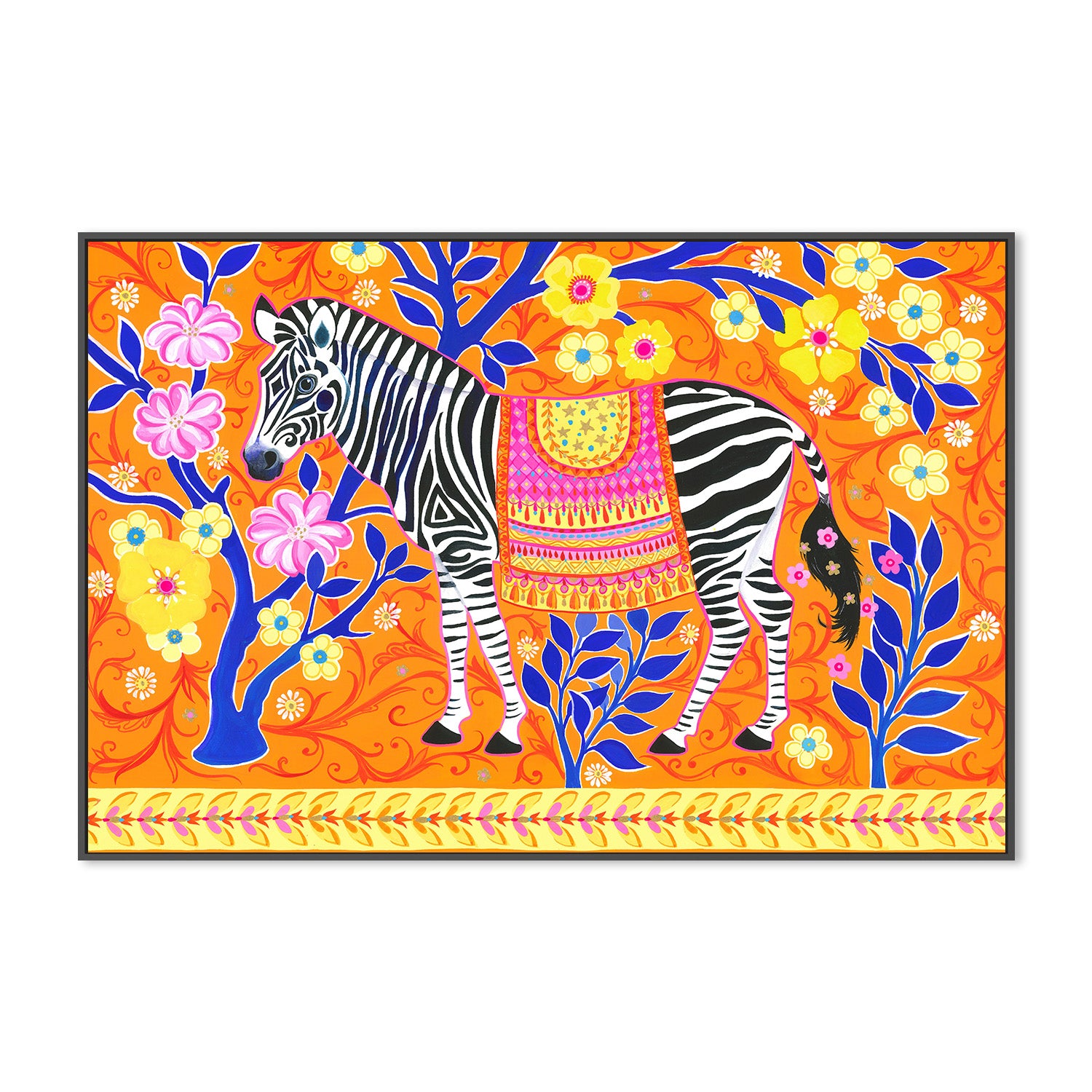 wall-art-print-canvas-poster-framed-Zebra's Vibrant Dream-3