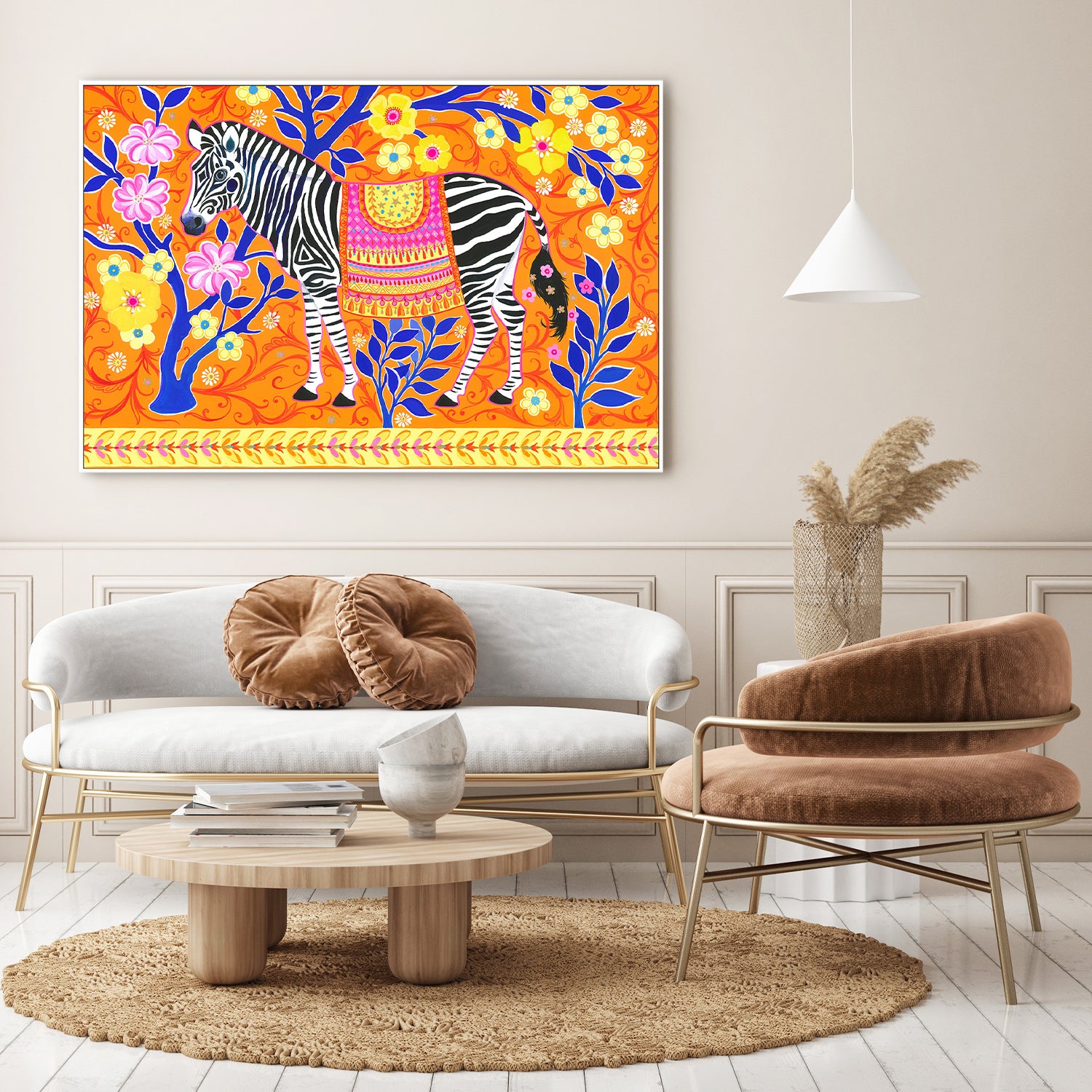 wall-art-print-canvas-poster-framed-Zebra's Vibrant Dream-8