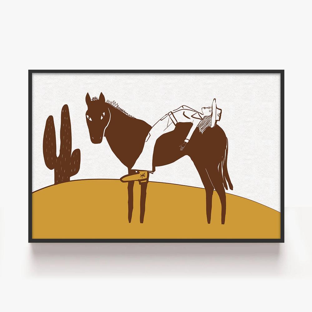 Western Cow Girl Resting-by-Sharyn Bursic-wall-art-print-canvas-poster-framed-Gioia