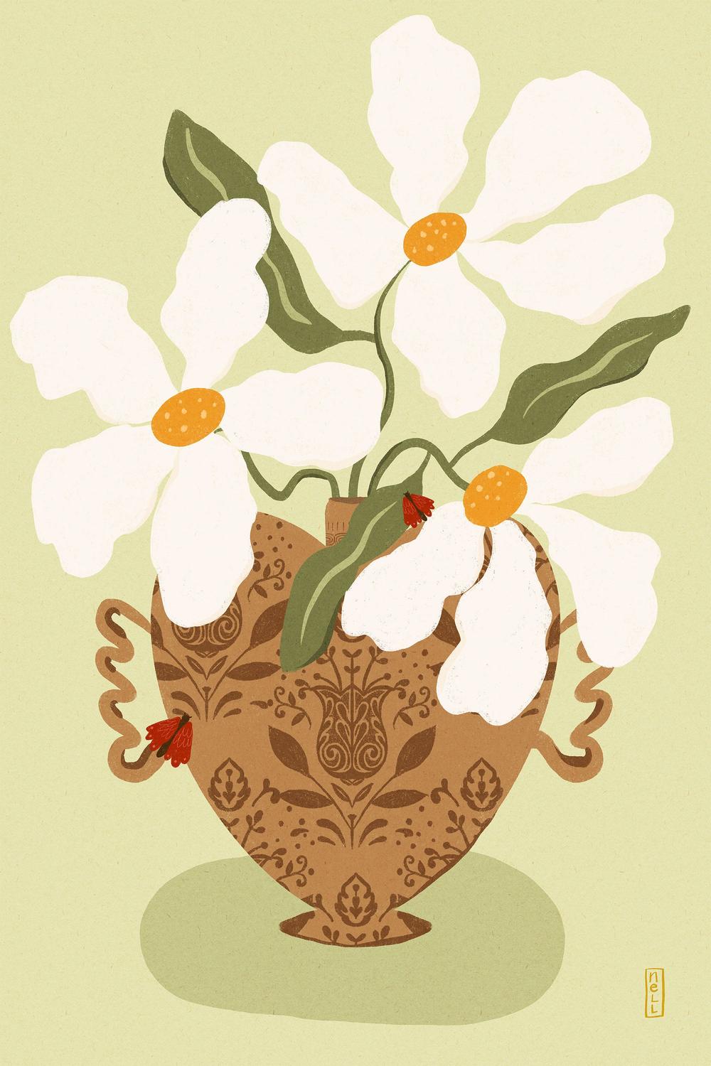 Whimsical Floral Heart-by-Dirkie Nell-wall-art-print-canvas-poster-framed-Gioia
