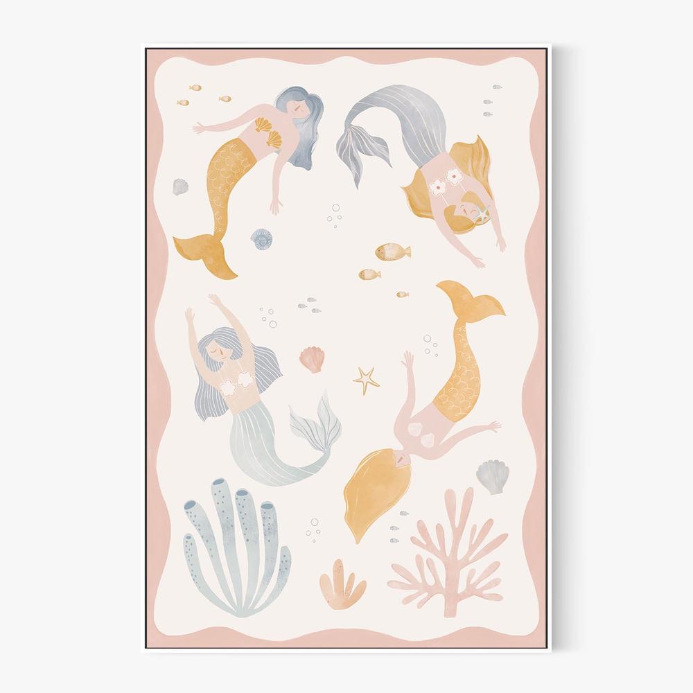 Whimsical Mermaids Ocean-by-Menina Lisboa-wall-art-print-canvas-poster-framed-Gioia