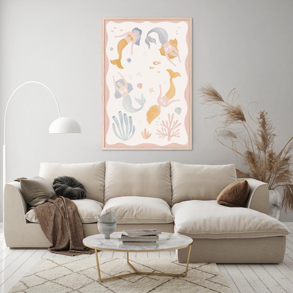 Whimsical Mermaids Ocean-by-Menina Lisboa-wall-art-print-canvas-poster-framed-Gioia