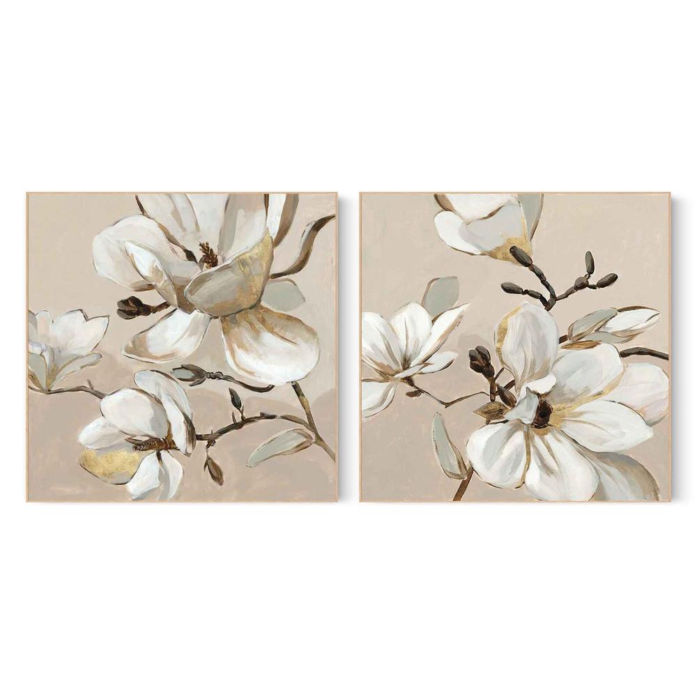 White Magnolia Branch, Style A & B, Set Of 2-by-Jacob Q-wall-art-print-canvas-poster-framed-Gioia