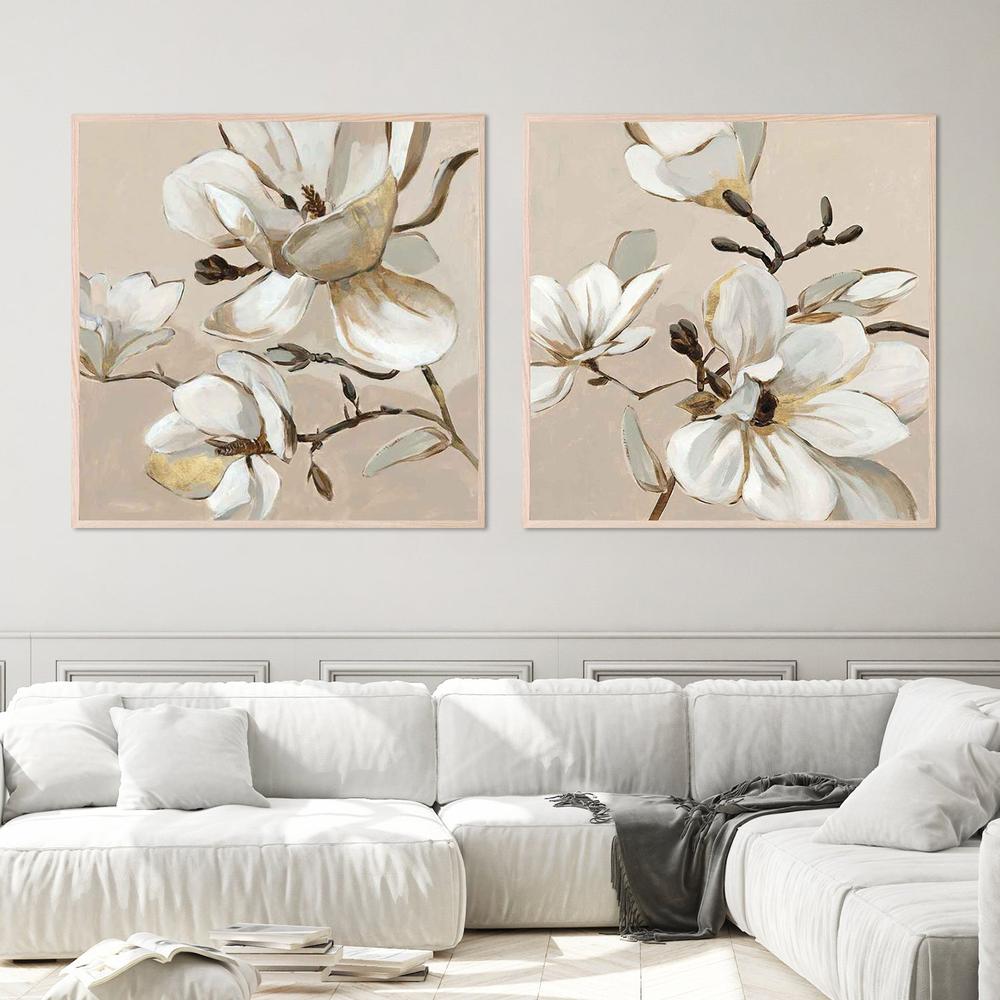 White Magnolia Branch, Style A & B, Set Of 2-by-Jacob Q-wall-art-print-canvas-poster-framed-Gioia