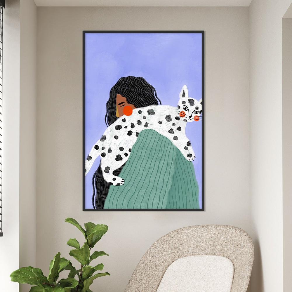 Woman and Spotted Cat-by-Bea Muller-wall-art-print-canvas-poster-framed-Gioia