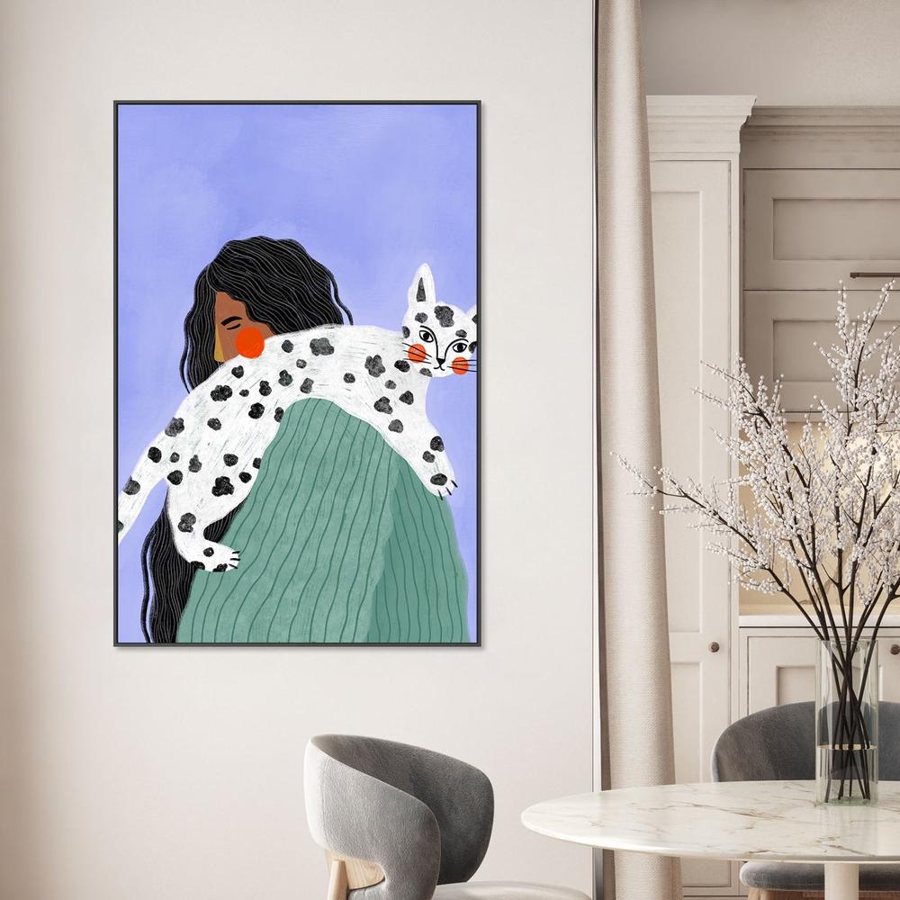 Woman and Spotted Cat-by-Bea Muller-wall-art-print-canvas-poster-framed-Gioia