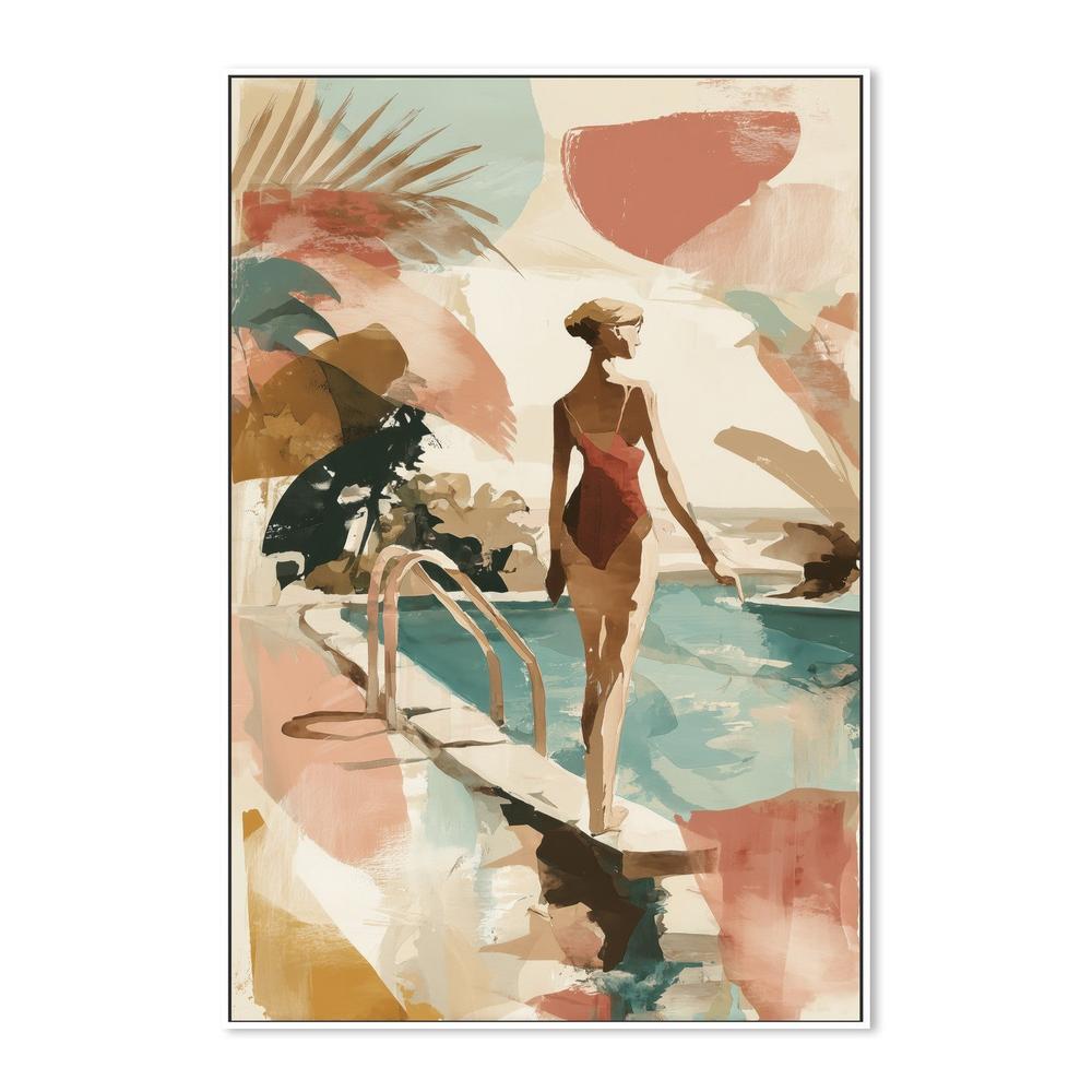 Woman by Poolside Retreat-by-Chromatic Storm Studio-wall-art-print-canvas-poster-framed-Gioia