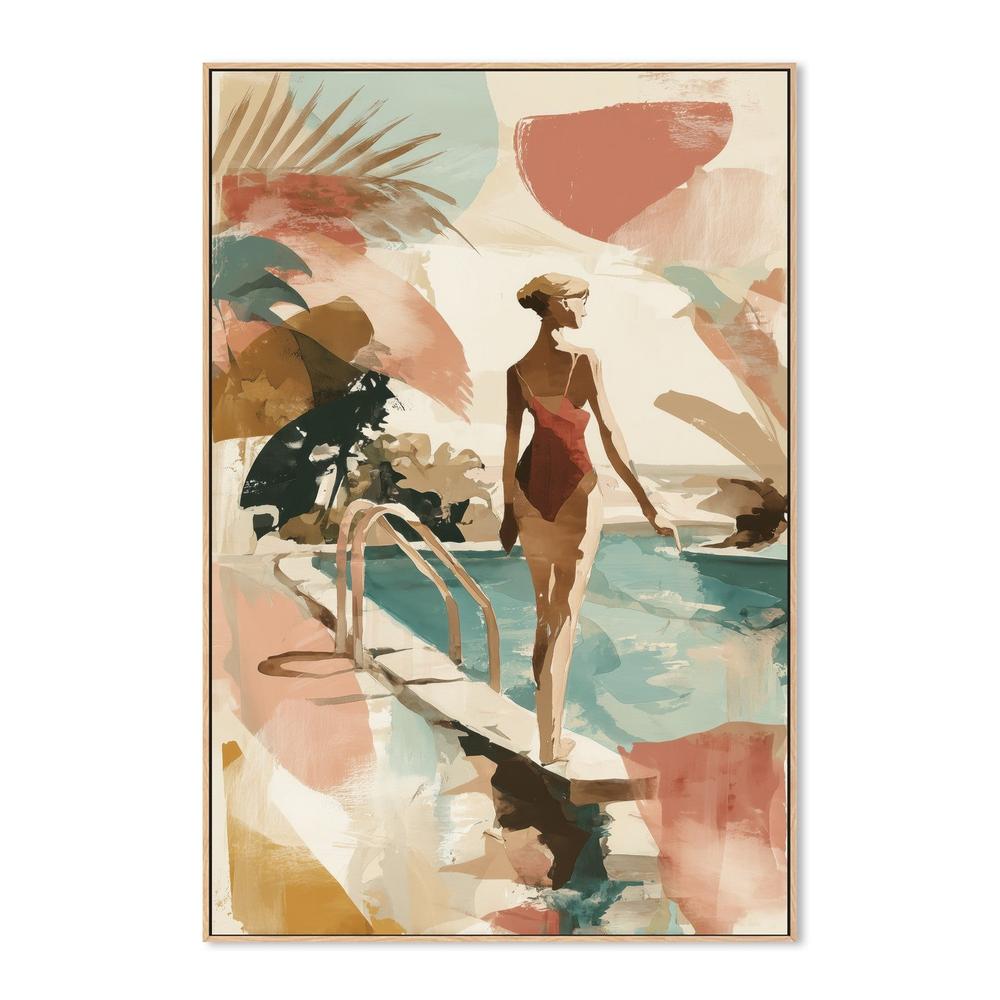 Woman by Poolside Retreat-by-Chromatic Storm Studio-wall-art-print-canvas-poster-framed-Gioia