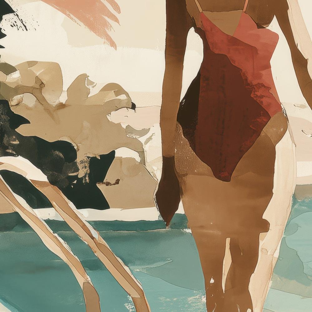 Woman by Poolside Retreat-by-Chromatic Storm Studio-wall-art-print-canvas-poster-framed-Gioia