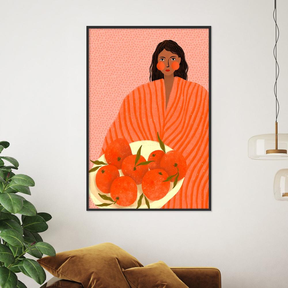 Woman Holding Oranges-by-Bea Muller-wall-art-print-canvas-poster-framed-Gioia