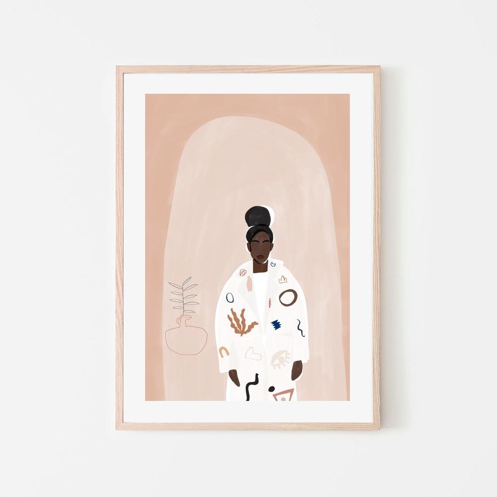 Woman in Abstract Coat-by-Ivy Green Illustrations-wall-art-print-canvas-poster-framed-Gioia