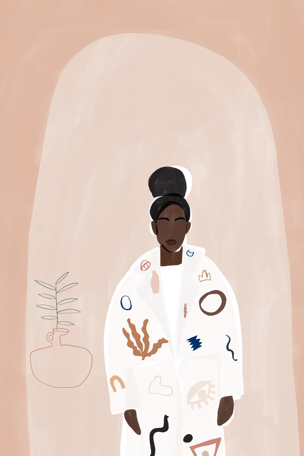 Woman in Abstract Coat-by-Ivy Green Illustrations-wall-art-print-canvas-poster-framed-Gioia