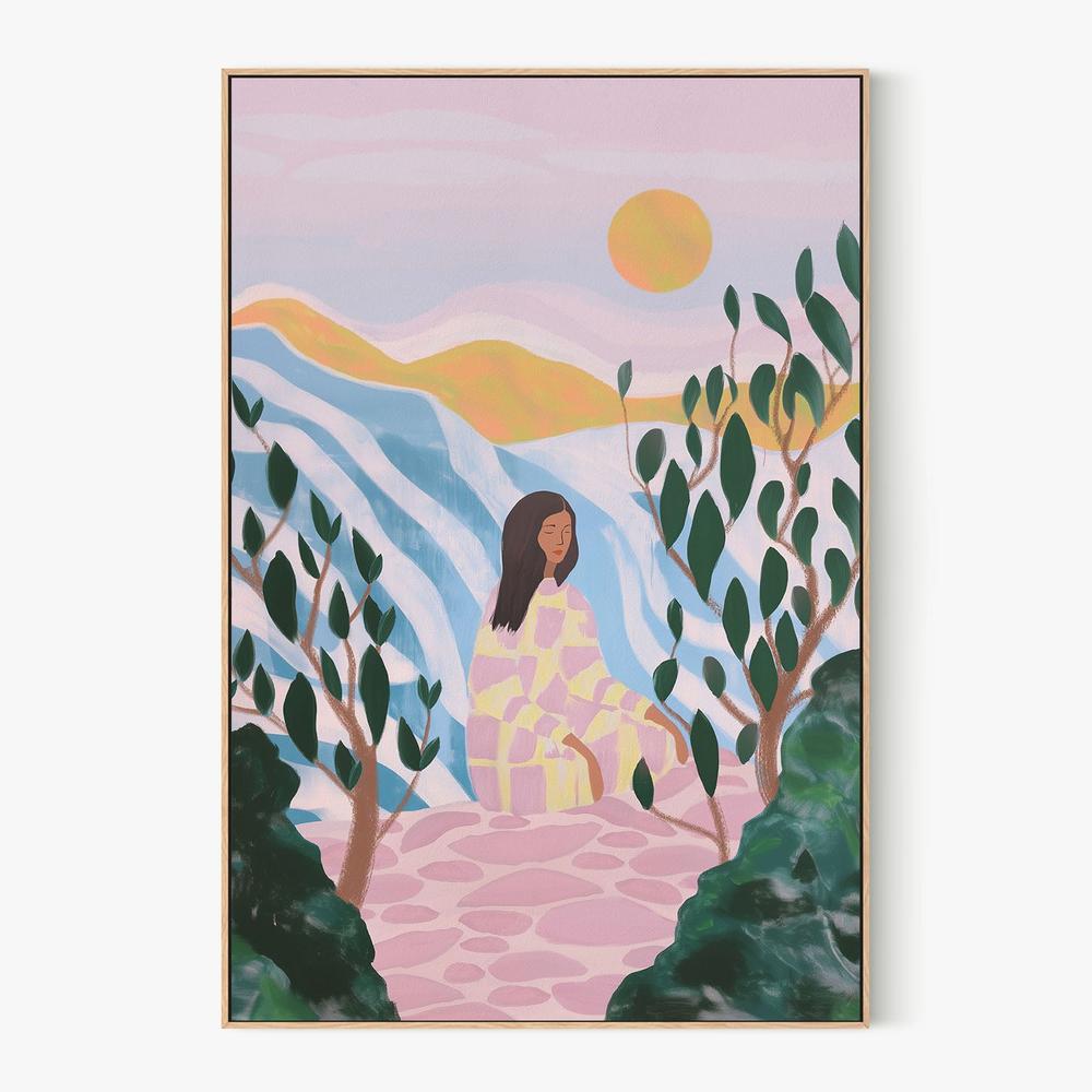 Woman in Serene Landscape-by-Essa Van Reis-wall-art-print-canvas-poster-framed-Gioia