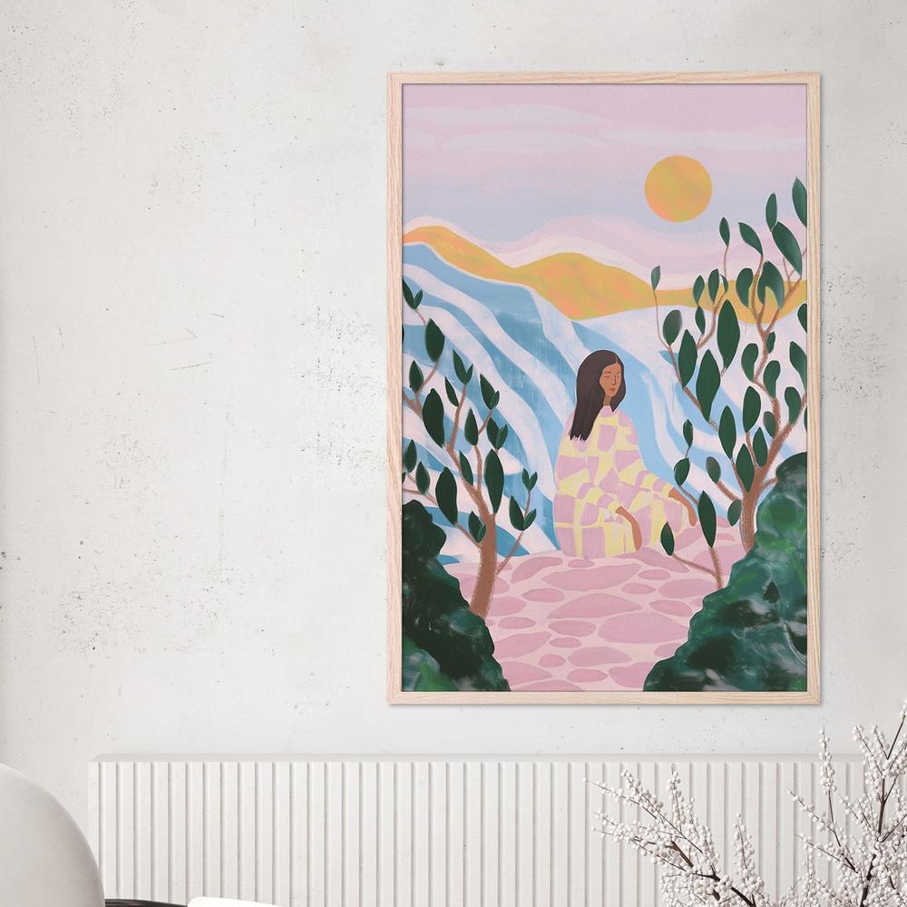 Woman in Serene Landscape-by-Essa Van Reis-wall-art-print-canvas-poster-framed-Gioia