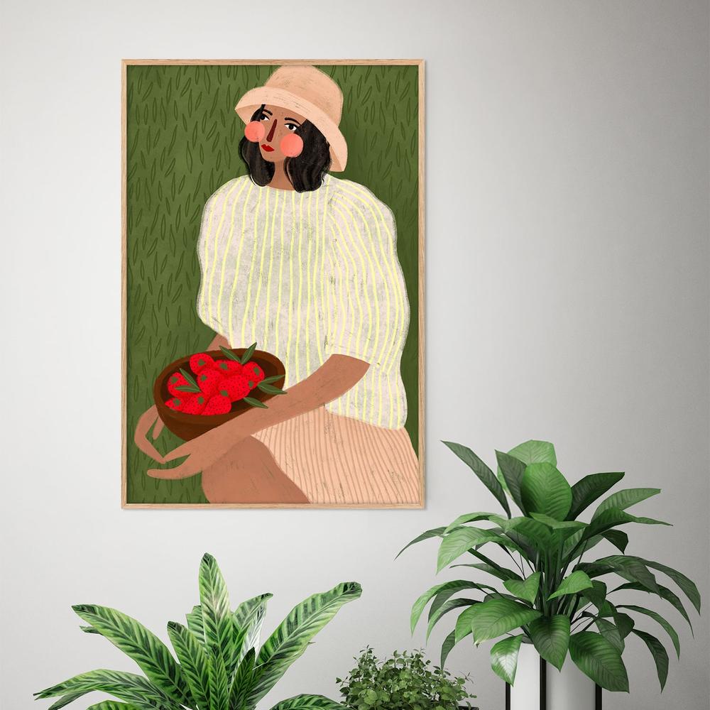 Woman with Berry Bowl-by-Bea Muller-wall-art-print-canvas-poster-framed-Gioia