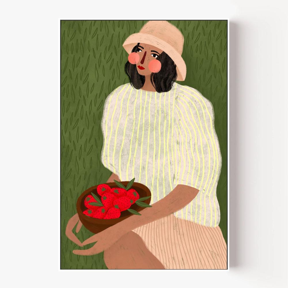 Woman with Berry Bowl-by-Bea Muller-wall-art-print-canvas-poster-framed-Gioia