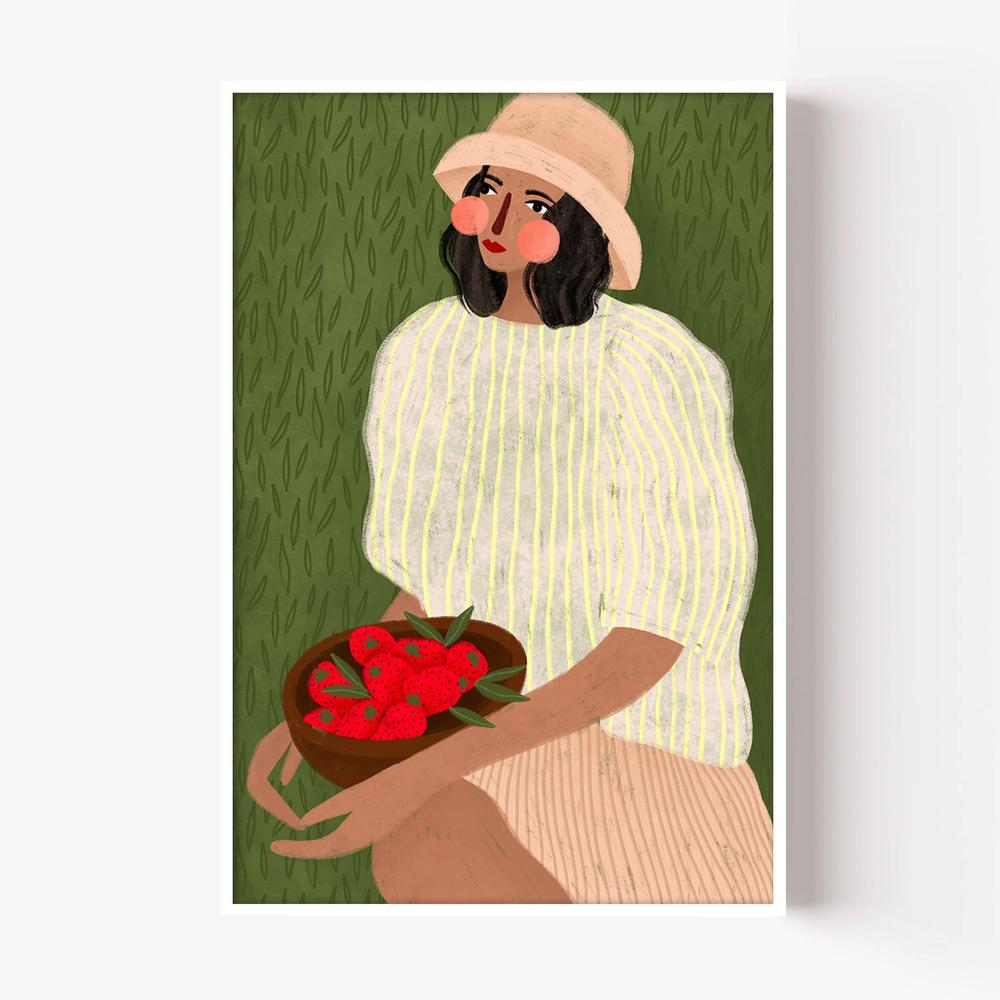 Woman with Berry Bowl-by-Bea Muller-wall-art-print-canvas-poster-framed-Gioia