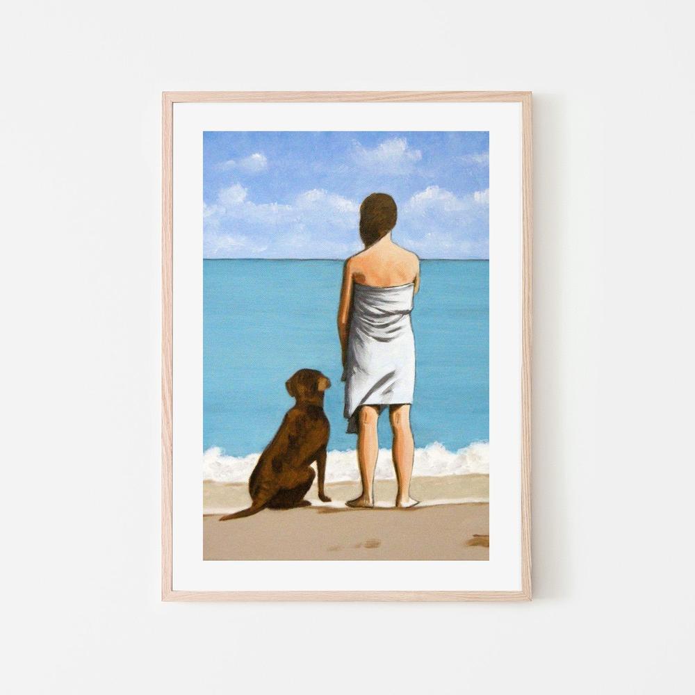 Woman With Dog-by-Sarah Morrissette-wall-art-print-canvas-poster-framed-Gioia