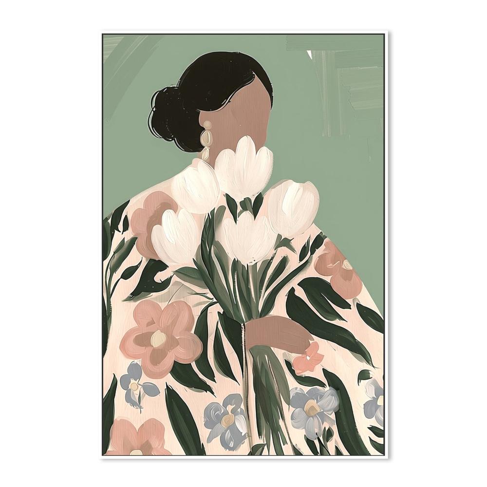 Woman with Tulips-by-Stephanie Jeuffroy-wall-art-print-canvas-poster-framed-Gioia