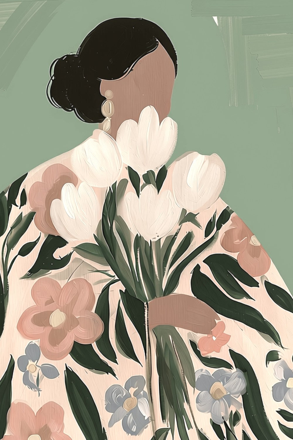 Woman with Tulips-by-Stephanie Jeuffroy-wall-art-print-canvas-poster-framed-Gioia