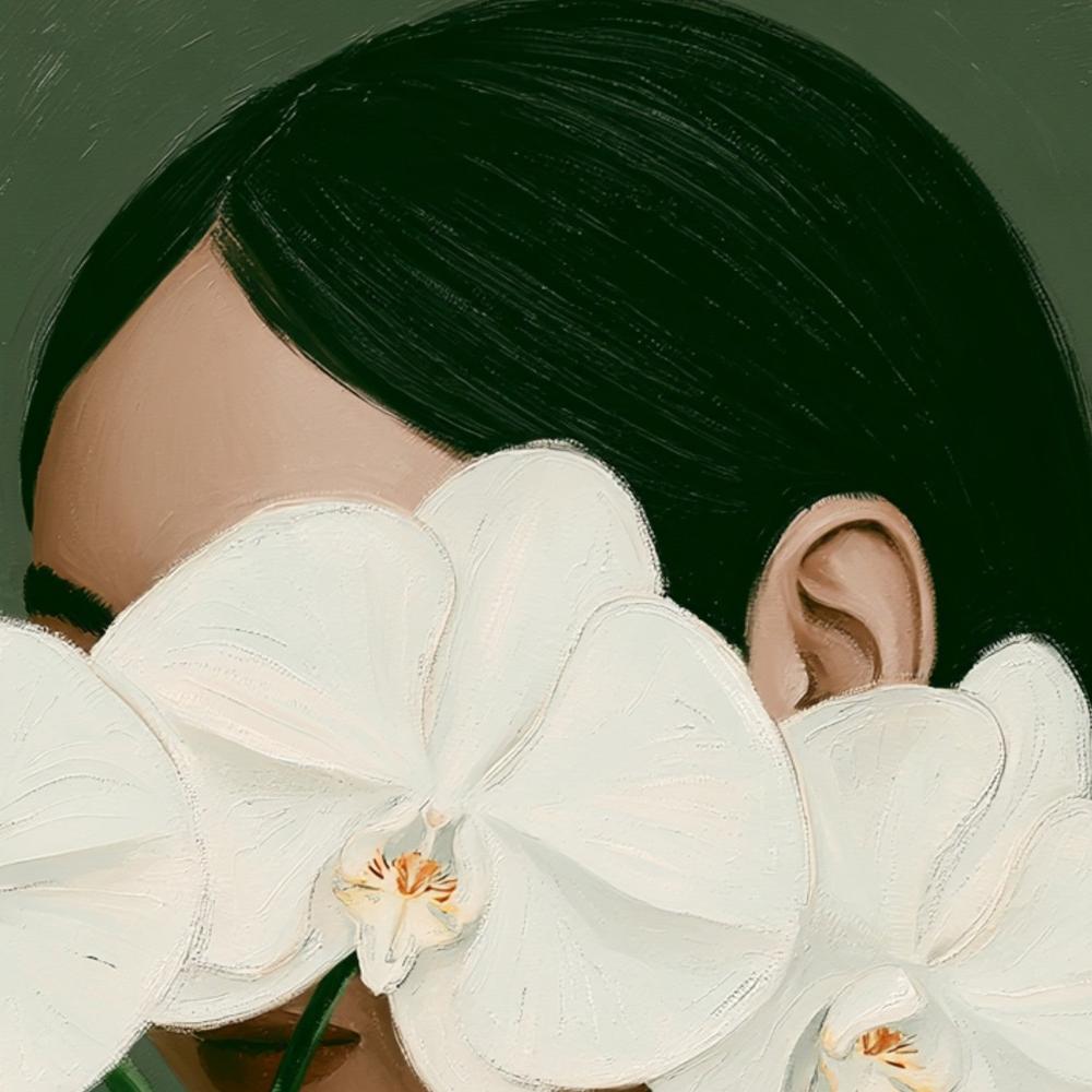 Woman With White Orchids-by-Stephanie Jeuffroy-wall-art-print-canvas-poster-framed-Gioia