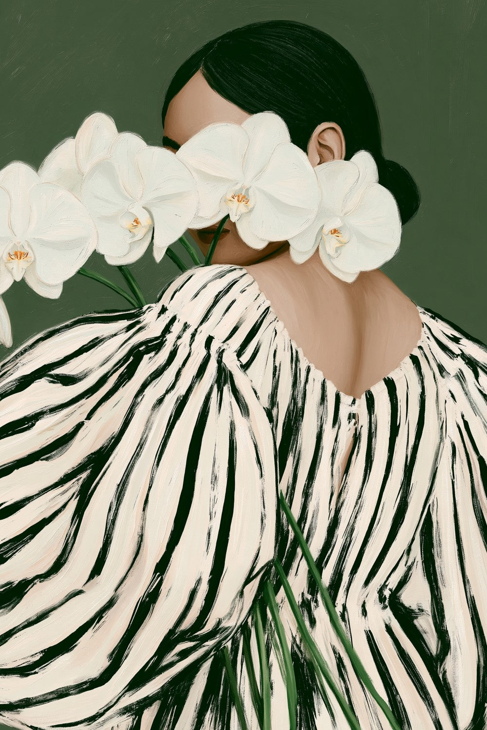 Woman With White Orchids-by-Stephanie Jeuffroy-wall-art-print-canvas-poster-framed-Gioia