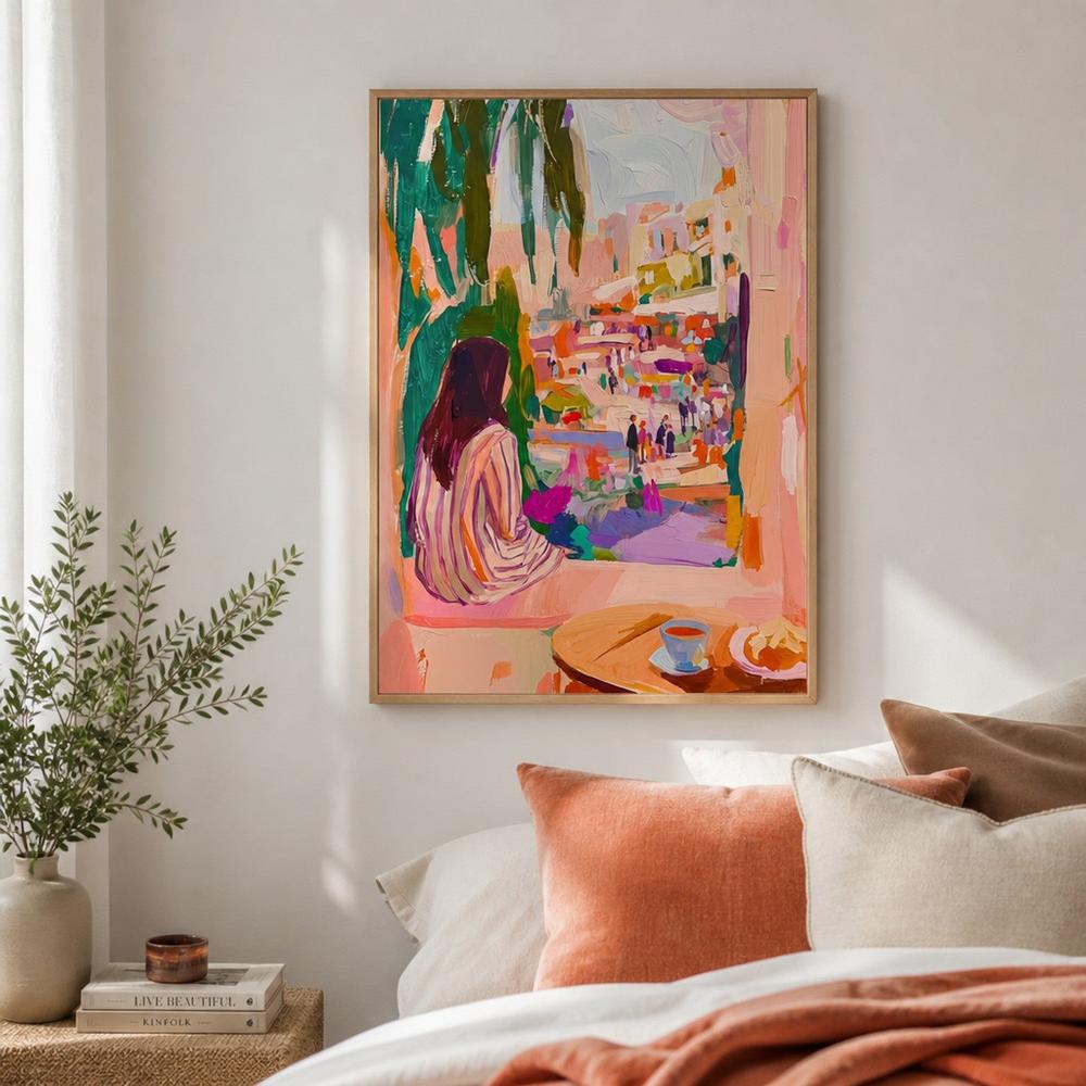 Woman's Summer City View-by-Stephanie Jeuffroy-wall-art-print-canvas-poster-framed-Gioia