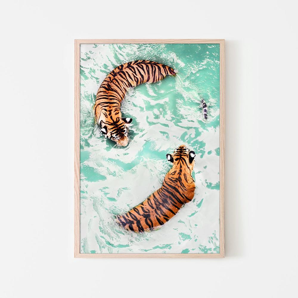 Yin & Yang Tigers-by-Gal Pittel-wall-art-print-canvas-poster-framed-Gioia