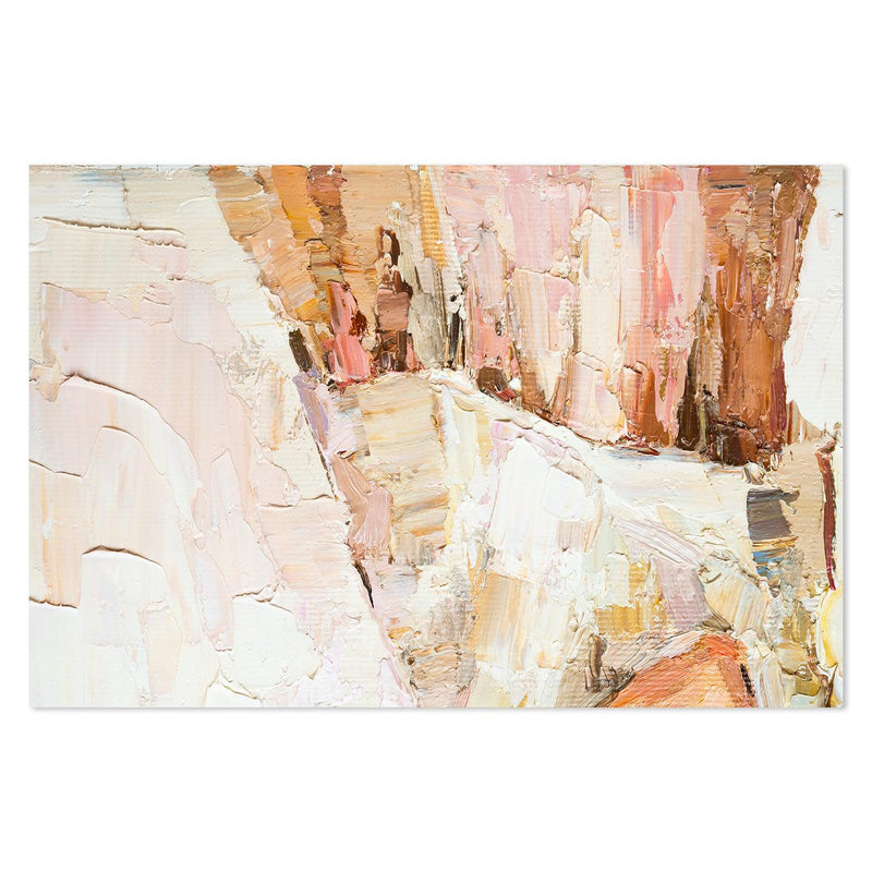 Mustard and Pink Abstract , Hand-painted Canvas