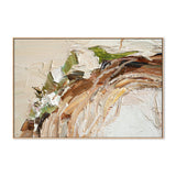 Green and White Flower Wreath, Green and Nude Abstract , Hand-painted Canvas