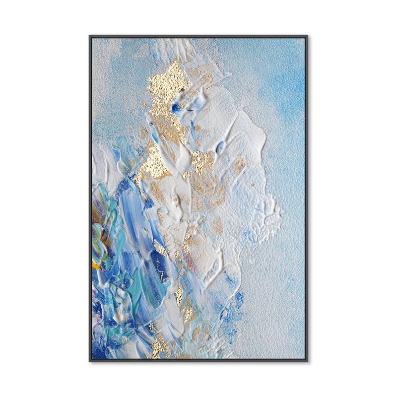 Blue and Gold Abstract , Hand-painted Canvas