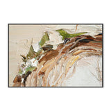 Green and White Flower Wreath, Green and Nude Abstract , Hand-painted Canvas