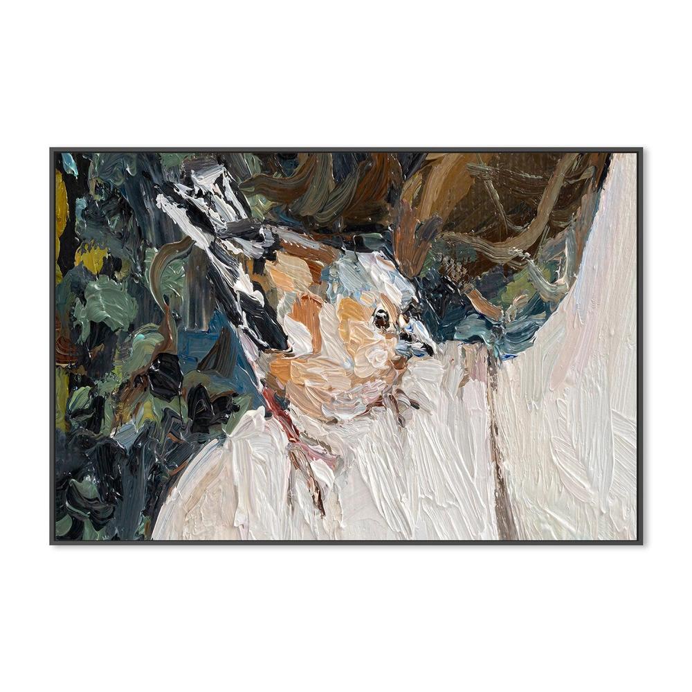 Over Her Shoulder, Blue, Green and Nude Abstract , Hand-painted Canvas