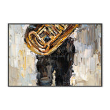 Mustard, Black and Grey Abstract , Hand-painted Canvas