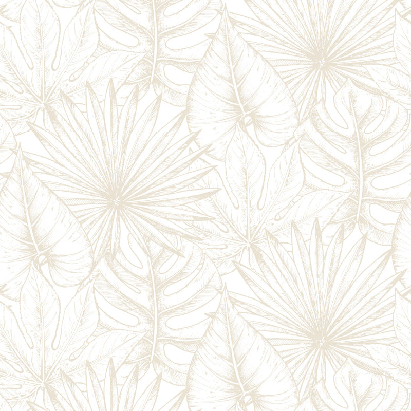 Beige Sketched Botanicals Wallpaper