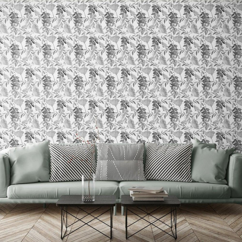 Black and White Florals-wallpaper-eco-friendly-easy-removal-GIOIA-WALL-ART