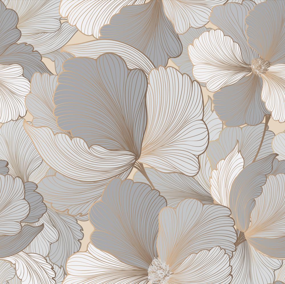 Grey and Beige Abstract Floral-wallpaper-eco-friendly-easy-removal-GIOIA-WALL-ART