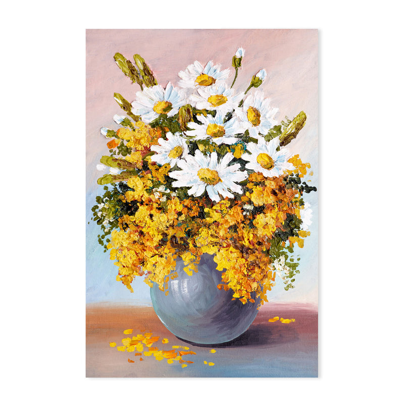 A Vase of Daisies, Hand-Painted Canvas