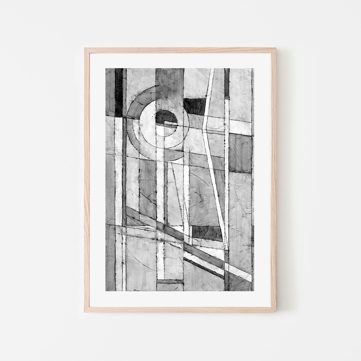 Monochrome Angles, Style B, Hand-Painted Canvas