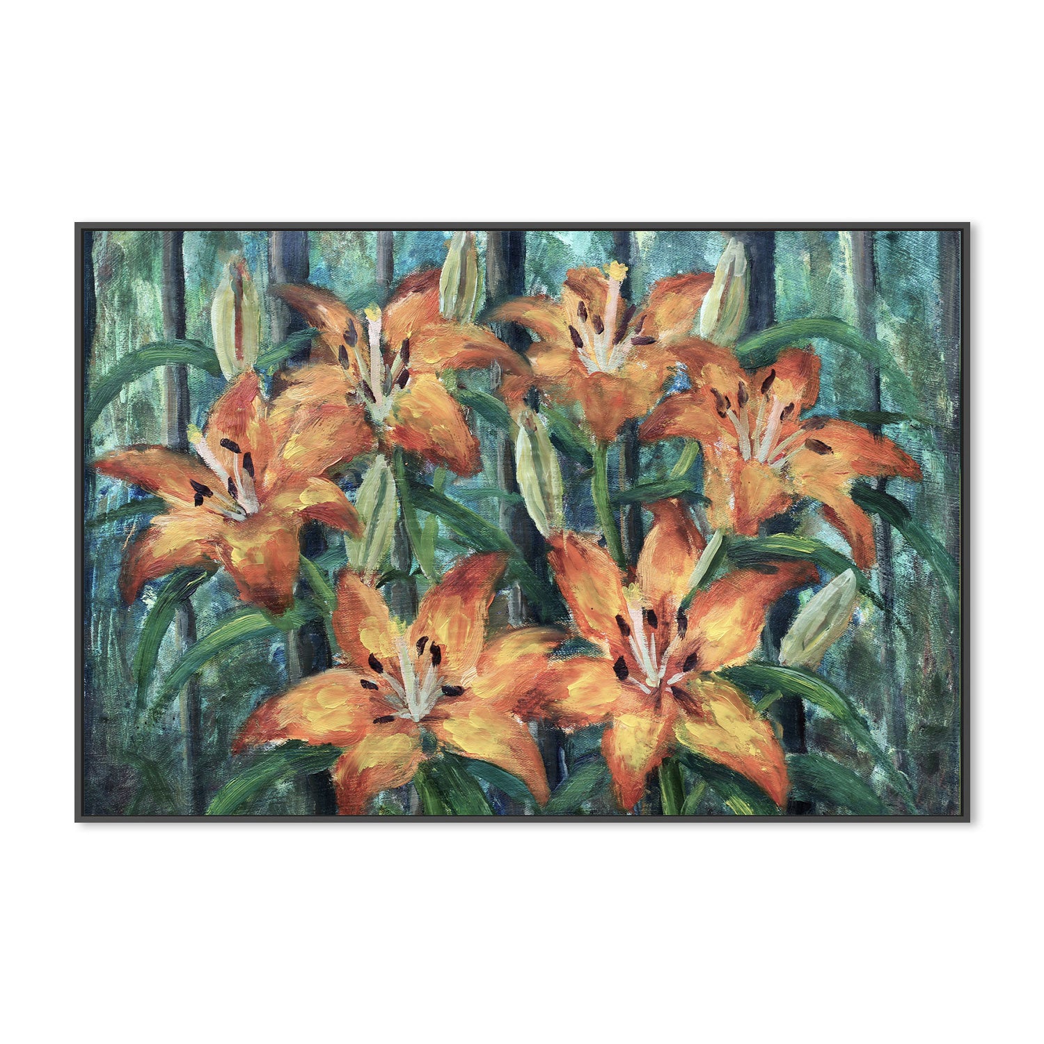 Orange Lilies, Hand-Painted Canvas