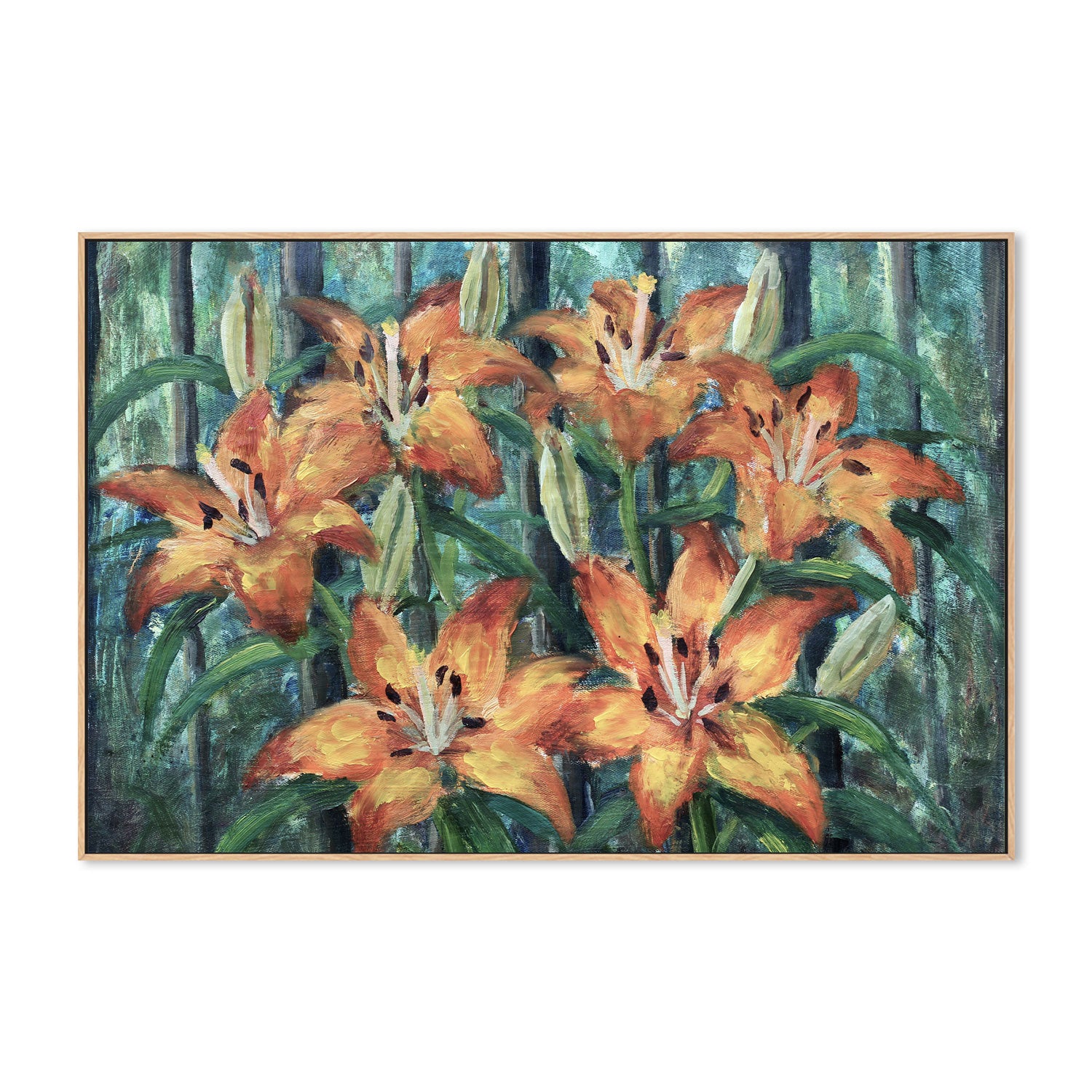 Orange Lilies, Hand-Painted Canvas