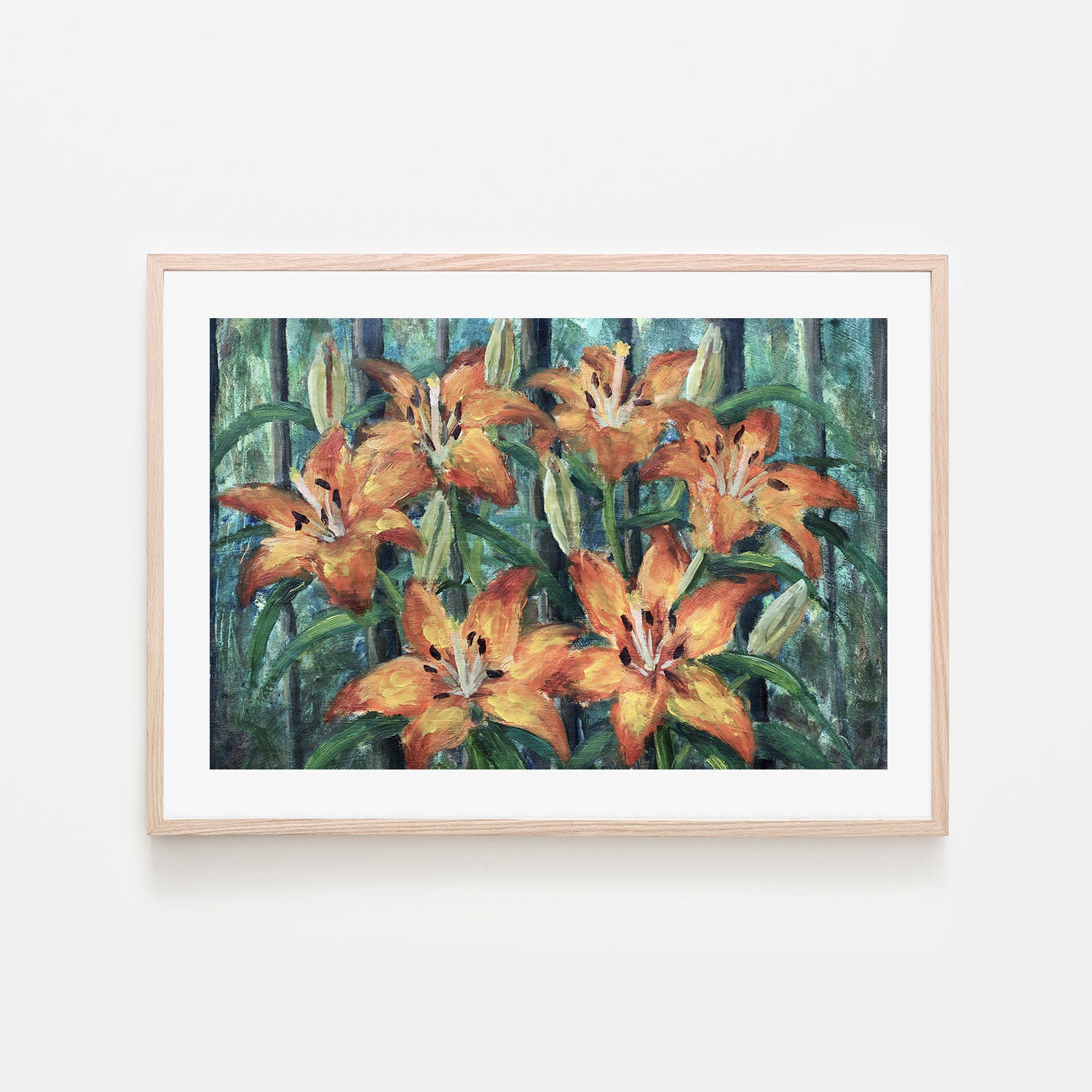 Orange Lilies, Hand-Painted Canvas