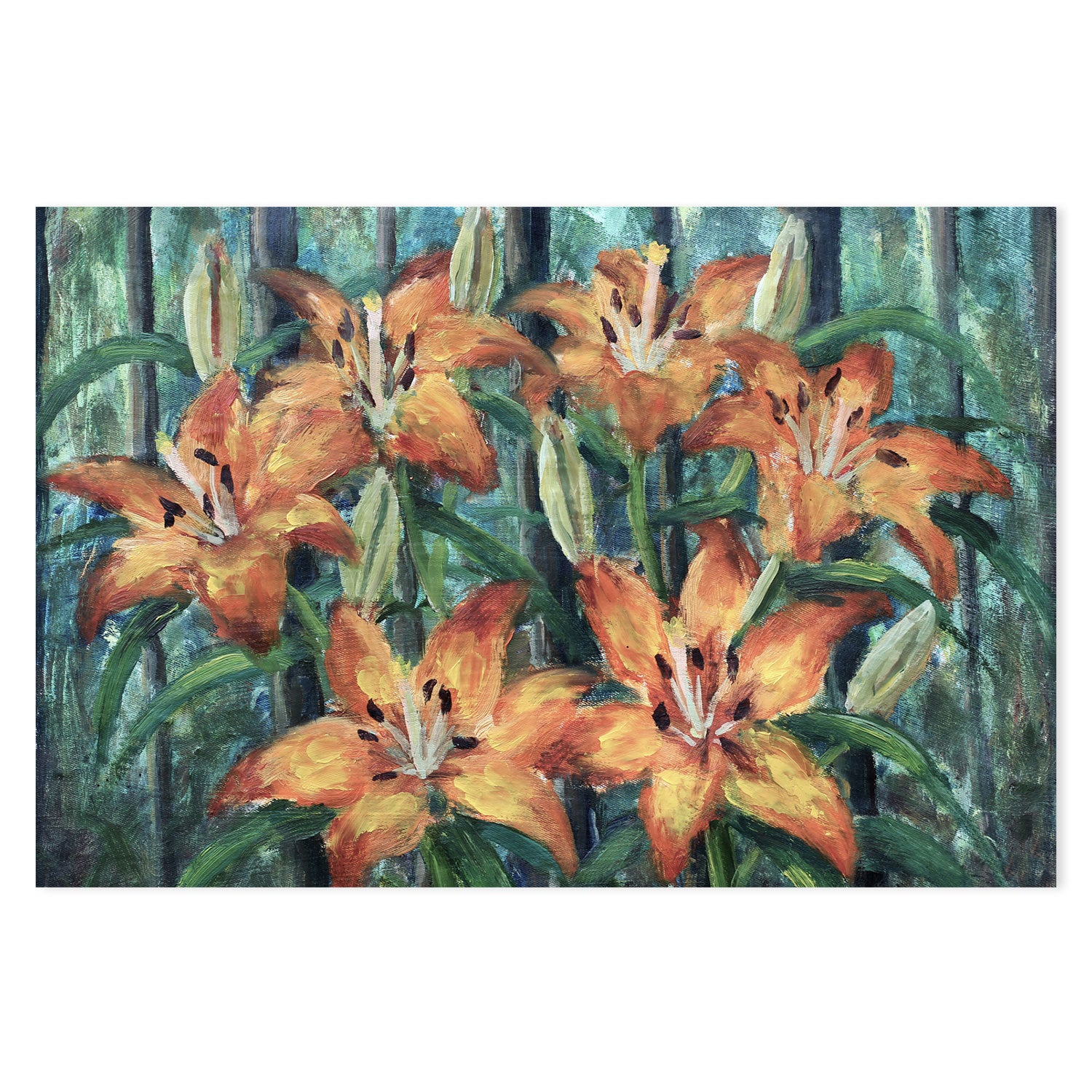 Orange Lilies, Hand-Painted Canvas