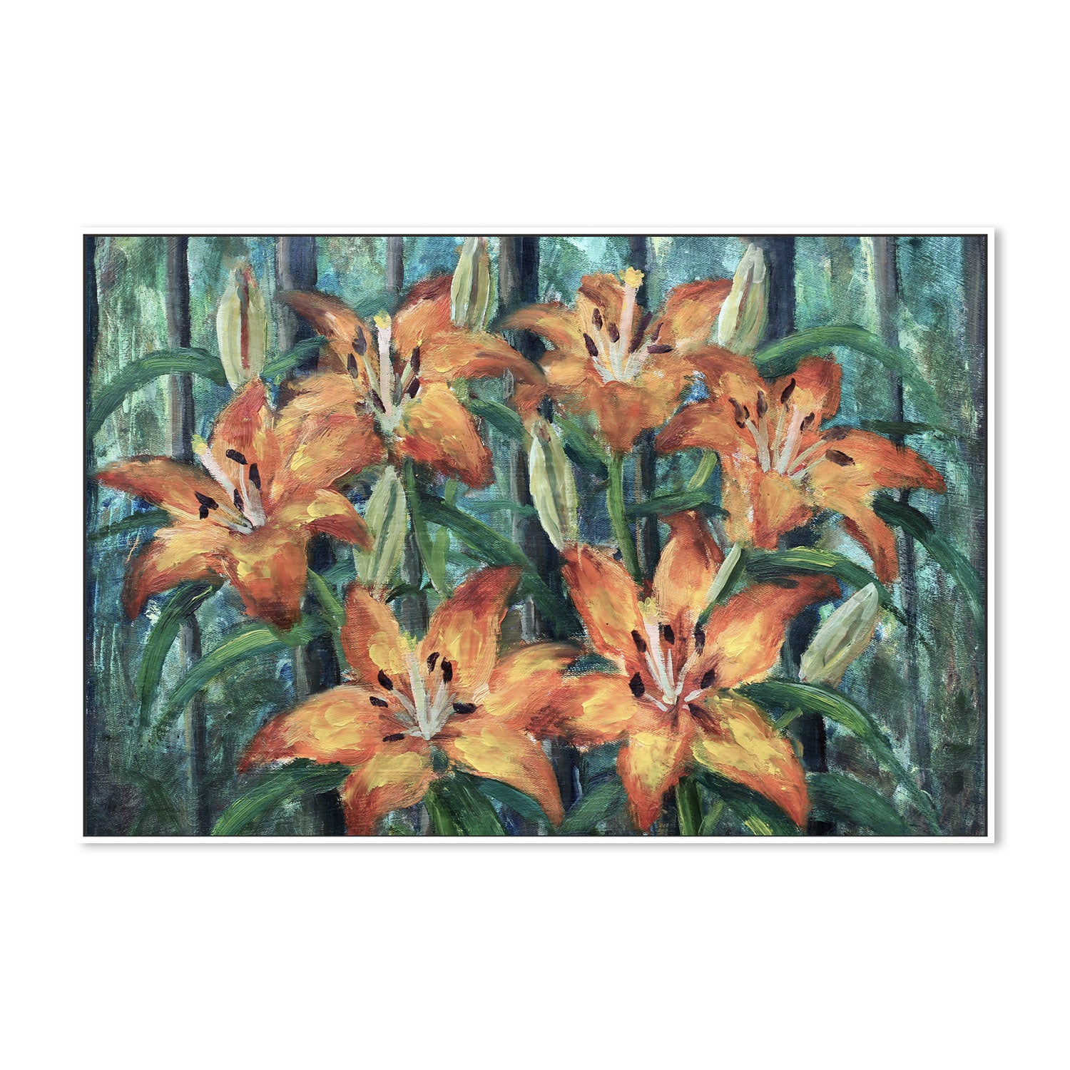 Orange Lilies, Hand-Painted Canvas