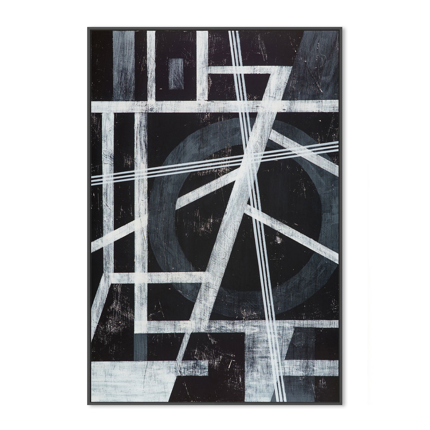Monochrome Angles, Style C, Hand-Painted Canvas